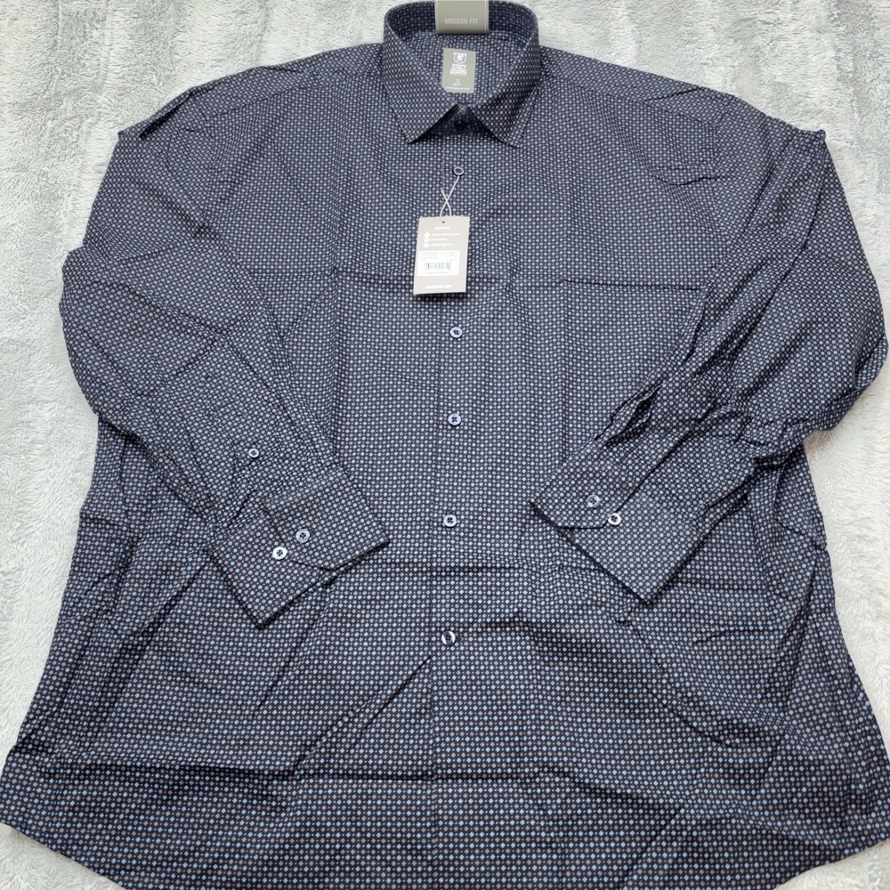 Stacy Adams Modern Fit Vintage Geometric Diamond Print Men's Shirt Retro 3XL